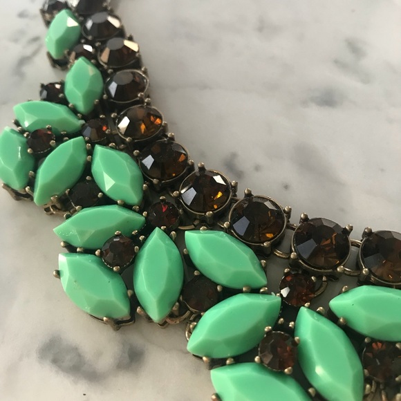 J. Crew Green Gem and Bronze Jewel Necklace - Picture 3 of 4